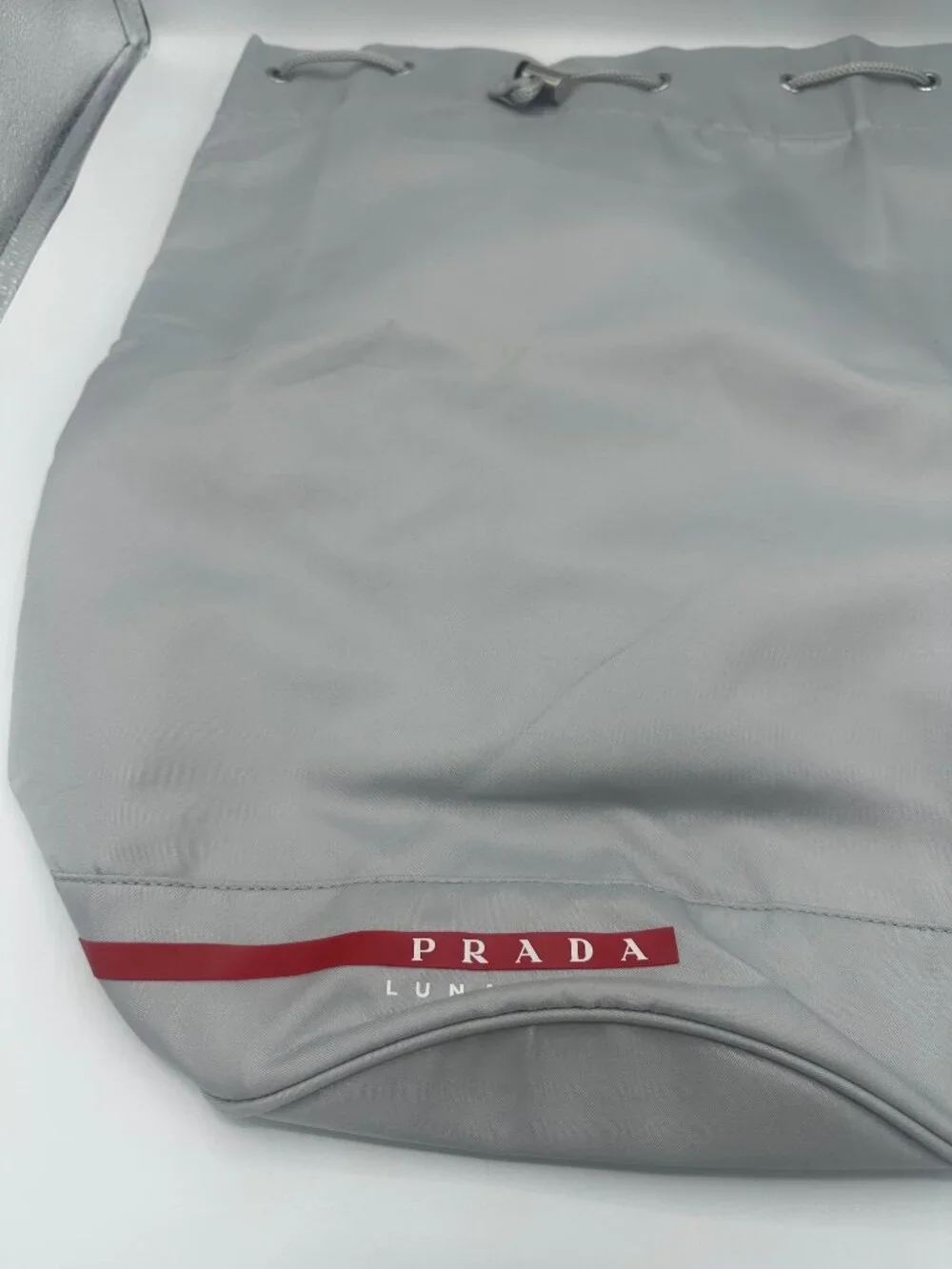 Prada Luna Rossa Gray Ditty Sailing Drawstring Backpack Sling Bag